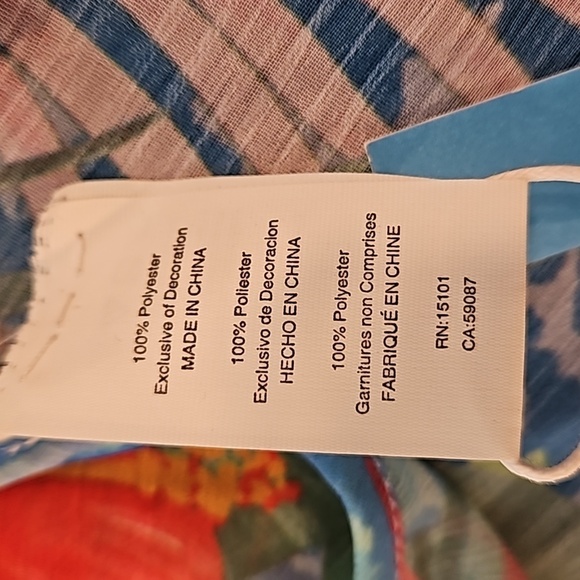 💕BLEU ROD BEATTIE💕 Chiffon Cover-Up Caftan ~ Tropical Flight Print Small S NWT - Picture 12 of 12